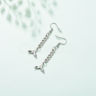 Tarnish Resistant Curb Chains with Charm Long Dangle Earrings EJEW-JE04963-1