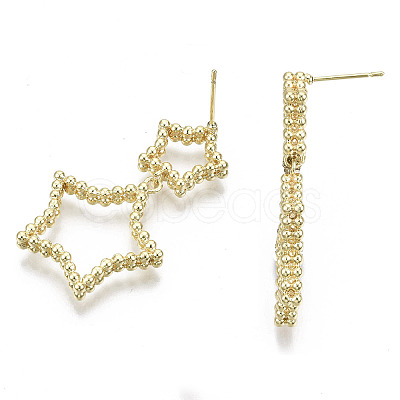 Brass Dangle Stud Earring KK-N232-104G-NF-1