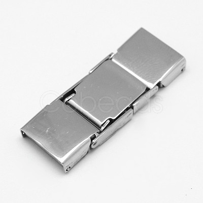 Tarnish Resistant Rectangle 201 Stainless Steel Watch Band Clasps STAS-F067-15-1