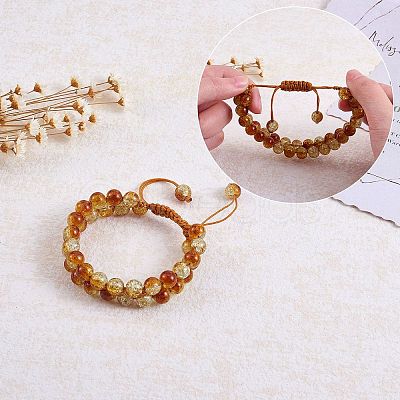 Sparkling Round Glass Braided Bead Bracelet BJEW-SW00082-13-1