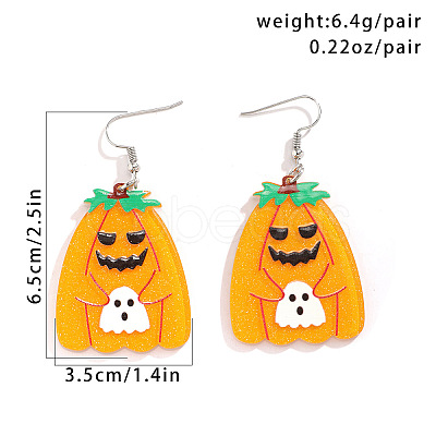 Halloween Cartoon Acrylic Pumpkin Dangle Earrings for Women QK1762-6-1