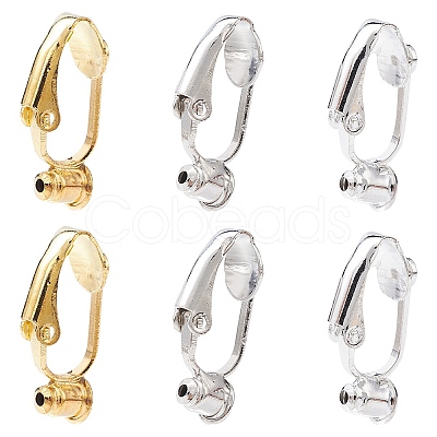 6Pcs 3 Colors Brass Clip-on Earring Converters Findings KK-YW0002-06-1