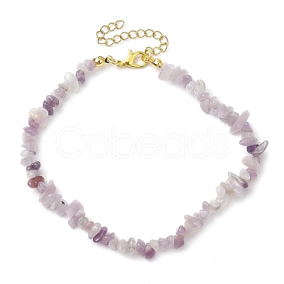 Natural Lilac Jade Anklets AJEW-AN00592-06-1