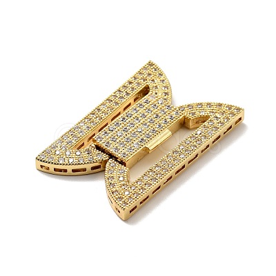 Brass Micro Pave Clear Cubic Zirconia Fold Over Clasps KK-G414-07G-1