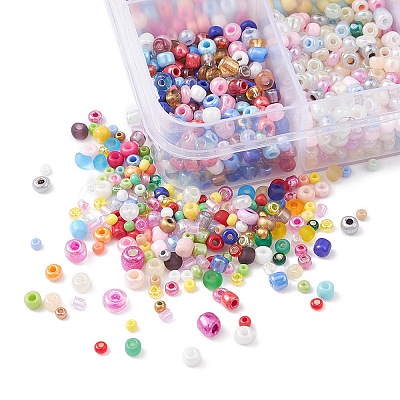 100G 10 Style Opaque & Transparent & Metallic Colours & Silver Lined & Frosted Glass Seed Beads SEED-YW0002-43-1