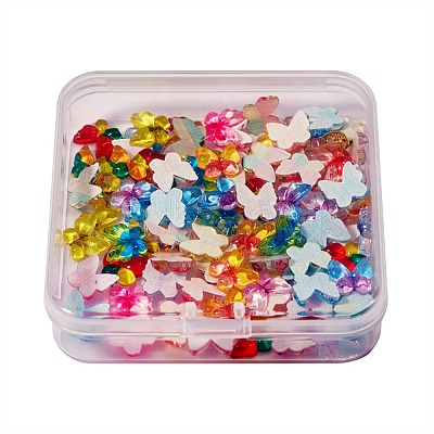 100Pcs 10 Colors Transparent Flat Back Resin Rhinestone Cabochons CRES-SZ0001-04-1