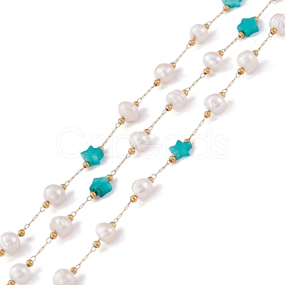 Natural Amazonite Star and Pearl Beaded Chains CHS-I018-01G-03-1