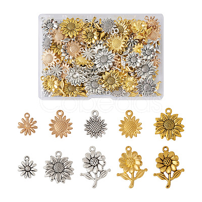 Elecrelive 100Pcs 10 Style Alloy Pendants FIND-EL0001-02-1