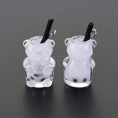 Imitation Bubble Tea/Boba Milk Tea Opaque Resin Pendants RESI-T052-03E-1