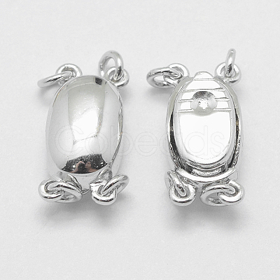 Anti-Tarnish Rhodium Plated 925 Sterling Silver Box Clasps STER-E056-075P-1