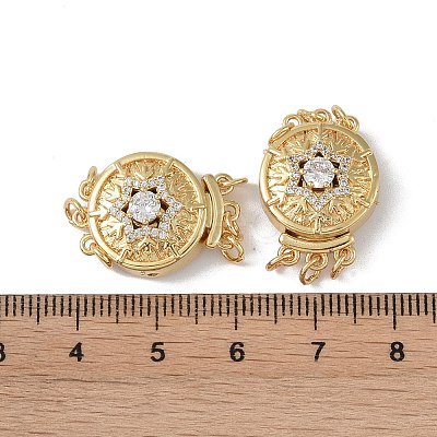 Rack Plating Brass Micro Pave Clear Cubic Zirconia Box Clasps KK-G494-09G-1