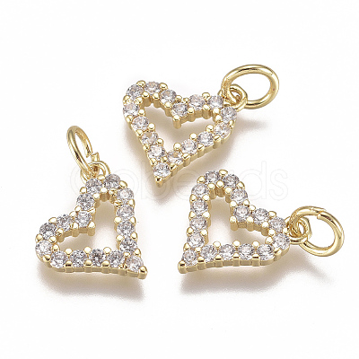 Brass Micro Pave Cubic Zirconia Charms X-ZIRC-F111-19G-1