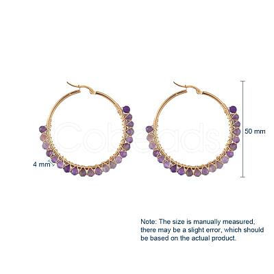 Beaded Hoop Earrings EJEW-JE03830-02-1