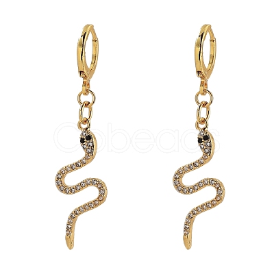 Brass Micro Pave Cubic Zirconia Huggie Hoop Earrings EJEW-JE04215-02-1