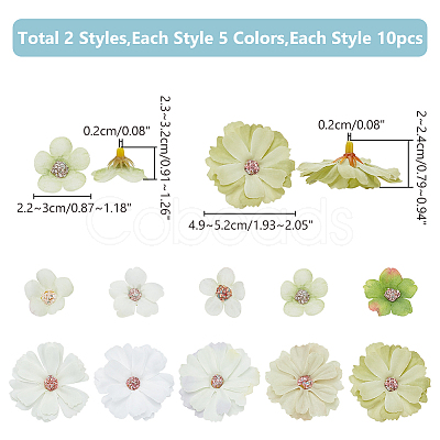 WADORN 100Pcs 10 Style Silk Cloth Flower DIY-WR0003-92-1