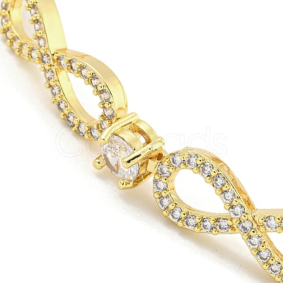 Brass Micro Pave Clear Cubic Zirconia Infinity Link Chain Bracelets for Women BJEW-R315-01F-G-1