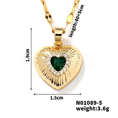 Brass Luxury Cubic Zirconia Heart Pendant Necklaces UV5875-2-1