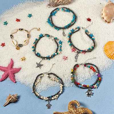 DIY Ocean Theme Anklet Making Kit DIY-SZ0007-23-1