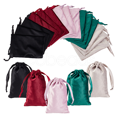 Nbeads 20Pcs 5 Colors Rectangle Velvet Packing Pouches TP-NB0001-51-1