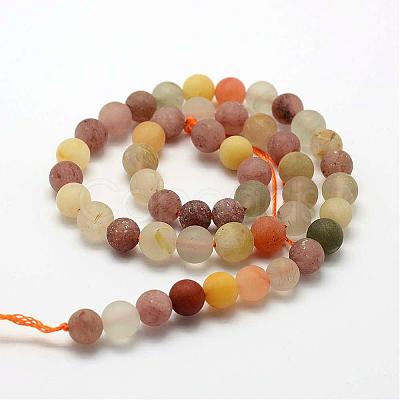 Natural Rutilated Quartz Beads Strands G-K193-8mm-11-1