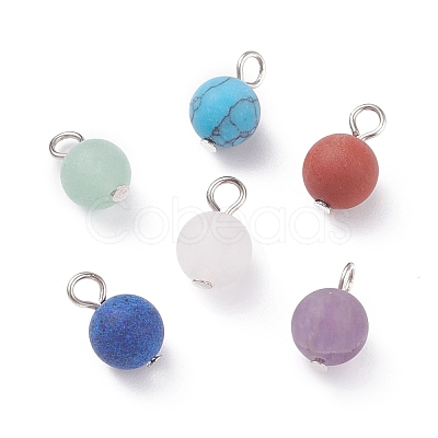 Frosted Natural & Synthetic Gemstone Charms PALLOY-JF01388-1