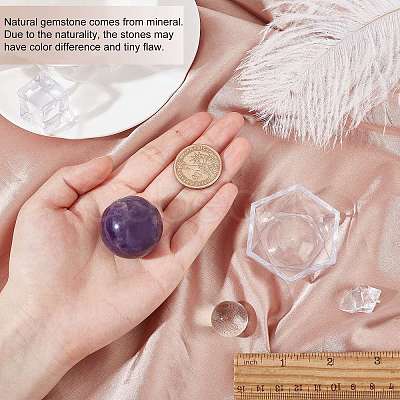 CRASPIRE 2Pcs 2 Style Natural Amethyst Crystal Ball DJEW-CP0001-09-1