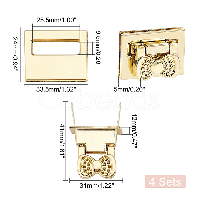 WADORN Zinc Alloy Bag Twist Lock Clasps TOOL-WR0001-04-1