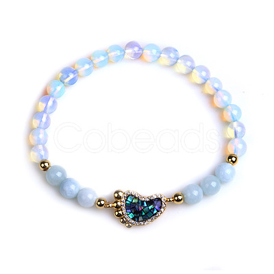 Opalite Stretch Bracelets BJEW-F352-18G-1