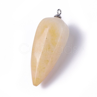 Natural Jade Pointed Pendants G-E541-10G-1