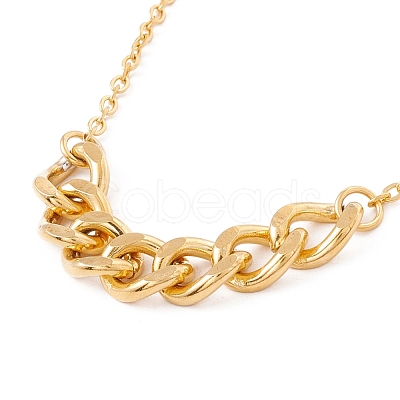 Curb Chains Dangle Stud Earring and Pendant Necklace SJEW-E043-03-1