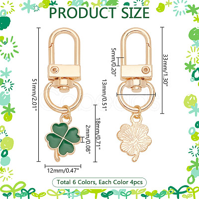 Alloy Enamel Clover Pendant Decorations HJEW-PHE00001-1