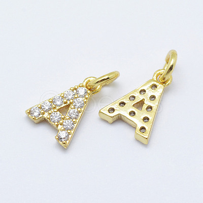 Brass Micro Pave Grade AAA Cubic Zirconia Charms X-ZIRC-P067-11G-A-NR-1