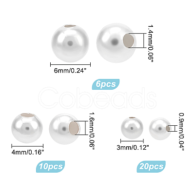 PandaHall Elite 36Pcs 3 Style 925 Sterling Silver Spacer Beads STER-PH0001-14-1