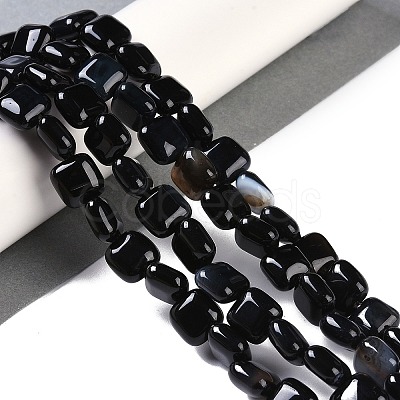 Natural Black Agate Beads Strands G-M435-A08-01-1