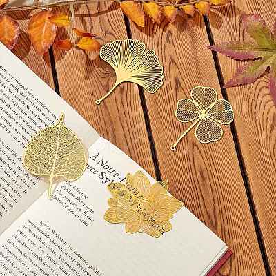 8Pcs 4 Style Brass Plant Bookmarks JX623A-1