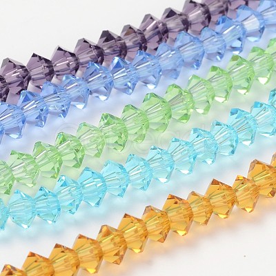 Faceted Bicone Transparent Glass Bead Strands GLAA-J083-A-1