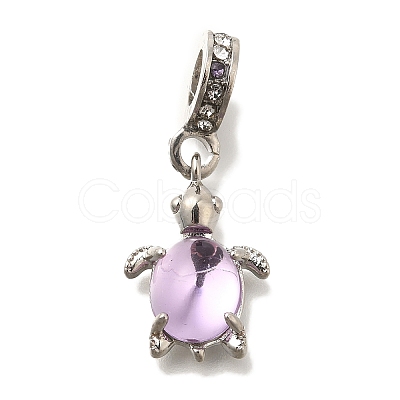 Rack Plating Alloy Rhinestone European Dangle Charms FIND-H005-45-1