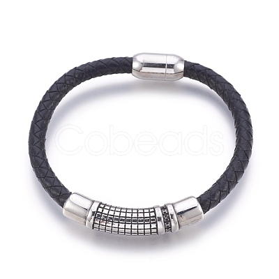 Leather Braided Cord Bracelets BJEW-E350-03A-1