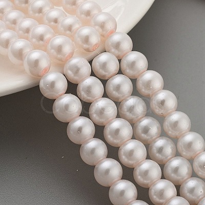 (Defective Closeout Sale) Baking Painted Pearlized Glass Pearl Round Bead Strands HY-XCP0001-17-1