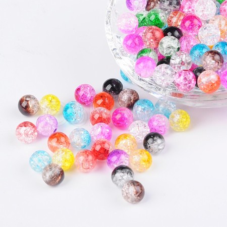 Two Tone Transparent Crackle Acrylic Beads CACR-R009-8mm-M-1