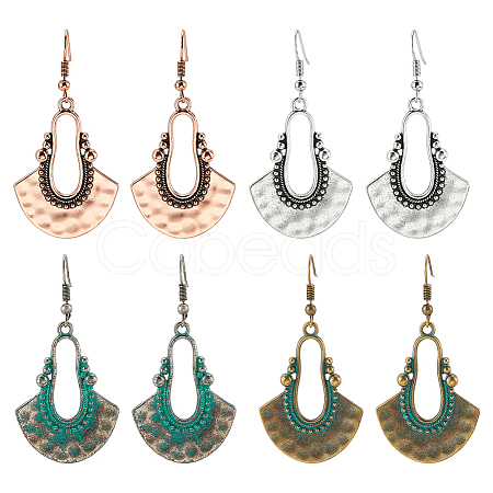 ANATTASOUL 4 Pairs 4 Colors Hollow Teardrop Alloy Dangle Earrings with Brass Pins for Women EJEW-AN0004-57-1