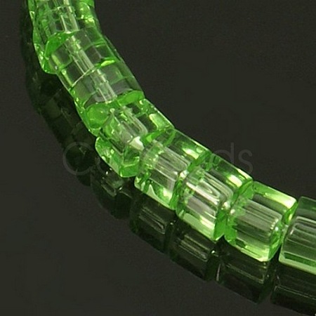 4~5mm Cube Transparent Green Glass Beads Strands X-GS4mm-C17-1