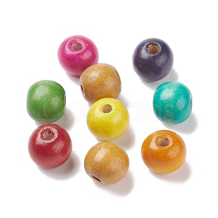 (Defective Closeout Sale: Wood Texture and Yellowing) Dyed Handmade Natural Wood European Beads WOOD-XCP0001-64-1