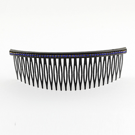 Trendy Women's Plastic Hair Combs with Brass Rhinestone Chains OHAR-R174-06-1