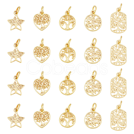 DICOSMETIC 20Pcs 5 Styles Rack Plating Brass Charms KK-DC0004-08-1