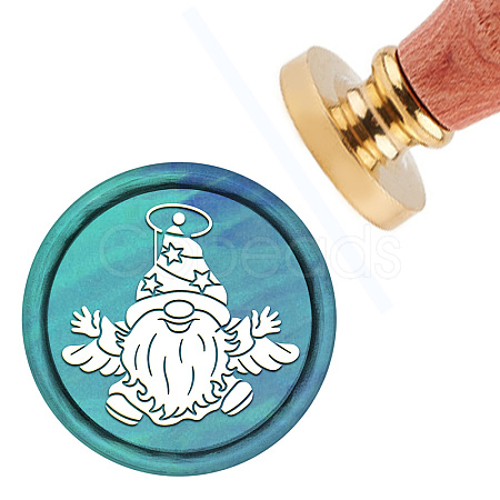 Brass Wax Seal Stamp with Handle AJEW-WH0184-0138-1