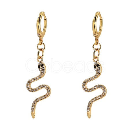 Brass Micro Pave Cubic Zirconia Huggie Hoop Earrings EJEW-JE04215-02-1