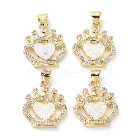 Rack Plating Brass Micro Pave Cubic Zirconia Pendants KK-C041-13G-1