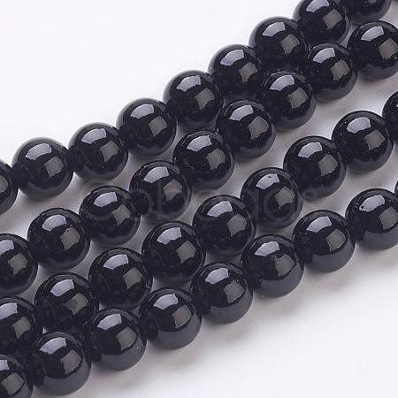 Synthetic Black Stone Beads Strands G-H1628-8mm-1-1