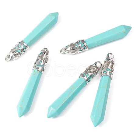 Synthetic Turquoise Pointed Pendants G-F409-05P-1